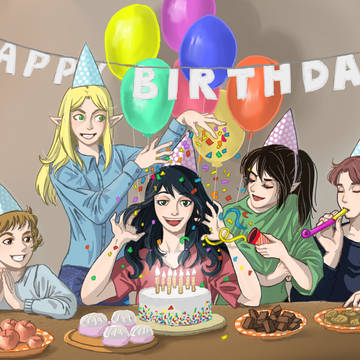 誕生日の祝い絵