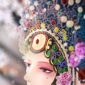 “我描眉,凤冠配霓裳”