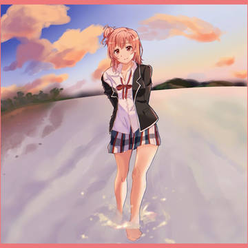 浜辺で
