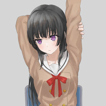 伸びをする燐子会長