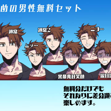 【立ち絵素材】NPC/PC向け男性顔差分セット