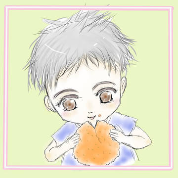 えびせん食べる息子