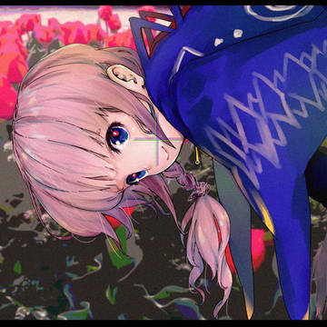 チューリップを撮りたいのに写り込んでくる花譜ちゃん。