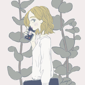 ユーカリの枝と女の子
