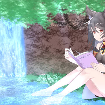 水辺で読書