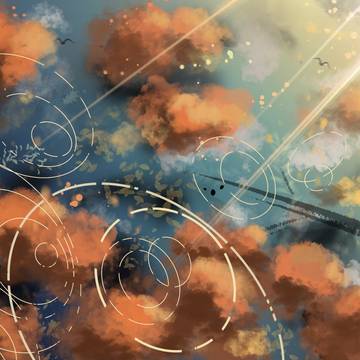 似天空或水面，似云朵或枫叶