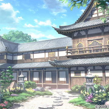 ［仕事絵］あやかしランブル！_庭園から見る屋敷
