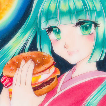 月と月見バーガーとミク