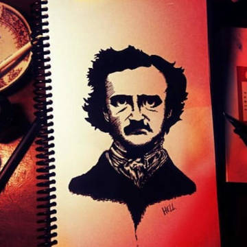 Edgar Allan Poe Ink Drawing
