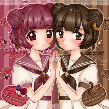 フランボワーズ＆ショコラマカロンの擬人化