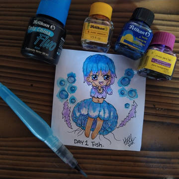 Inktober Day 1 Fish - ChibiJelly