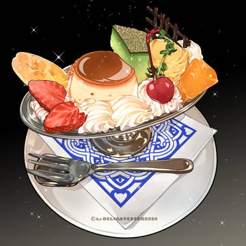 Mixed fruit pudding dessert