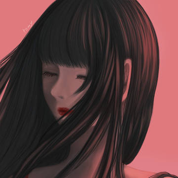 黒髪と赤い口紅