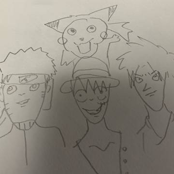 【マンガ】ピカチュウとナルトとルフィと悟空