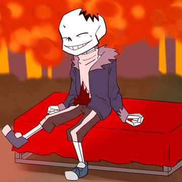 紅葉を楽しむホラーくん