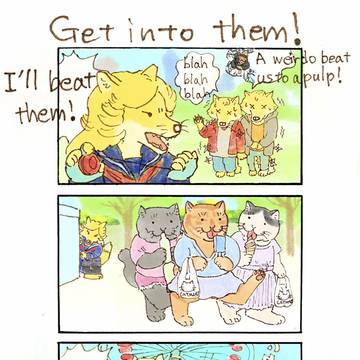 Magical girl cats vs bad fox