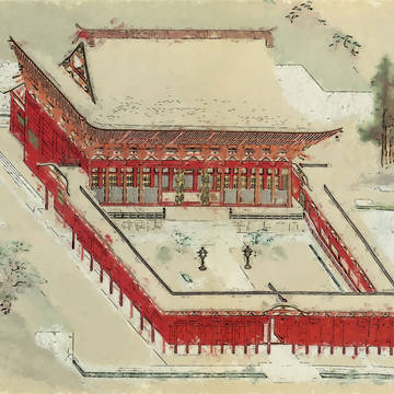 「延暦寺根本中堂他造営絵図」[一部分(根本中堂の周辺)][模写]