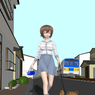 犬の散歩 コロナ前行き電車