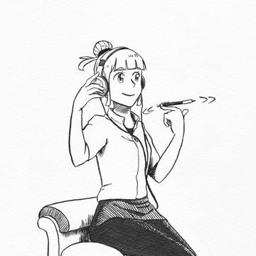ペンを回しながら