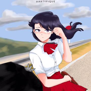 Komi-san enjoying the breeze
