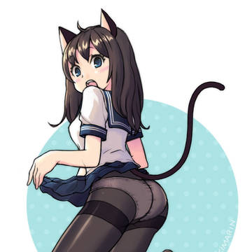 ねこみみセーラー服タイツの尻のイラストです