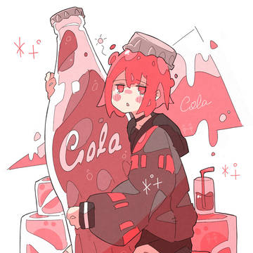 「特大のコーラ瓶で涼んでる女の子🥤」