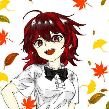 秋の赤髪少女