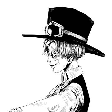 【ワンピース】サボ　モノクロイラスト
