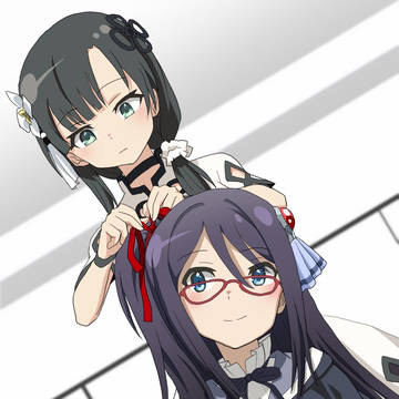 雨嘉にサイドアップに結われる百由様