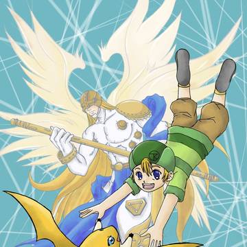 エンジェモンとパタモンとタケルくん