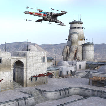 X and Y-Wing over Rebel Outpost