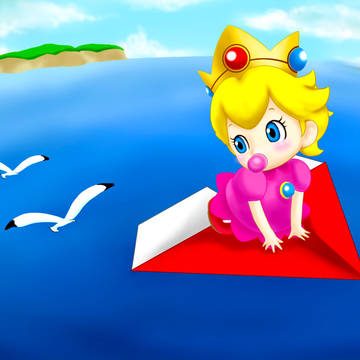 かみひこうきに乗ったベビピ