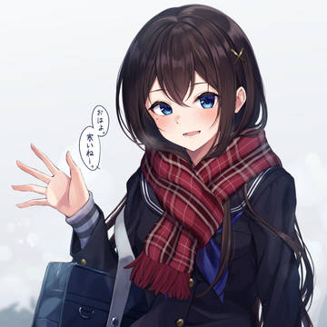 冬、通学路。