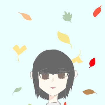 落ち葉と女の子