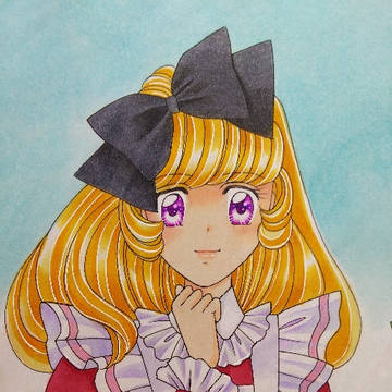 エプロンドレスで。