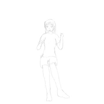 初デッサン人形使って下書きしてみました。