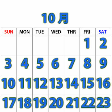 2021 カレンダー10月