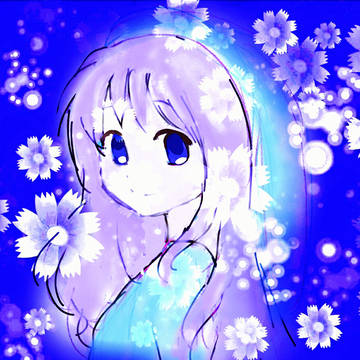 夢の中の花と女の子/フリーイラスト