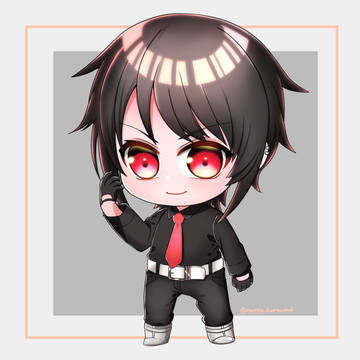 黒髪赤目くんちびきゃら