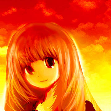 オレンジ背景、夕焼けのフリーイラスト