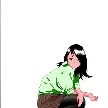 座る女