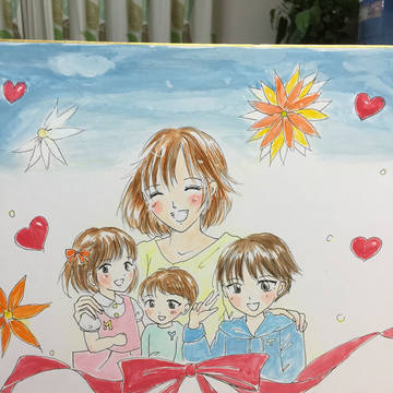 お友達へのプレゼントに描きました