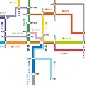 JR西日本岡山支社の路線図