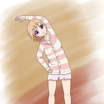 起きぬけにラジオ体操をするココアさん