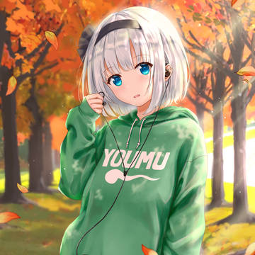 落ち葉舞う中で
