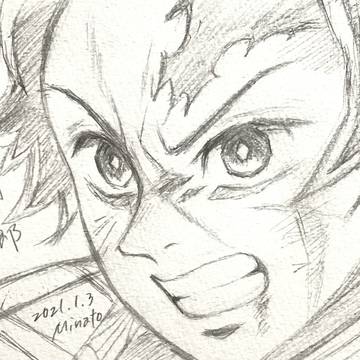 鬼滅の刃模写1(4名)竈門炭治郎・継国縁壱・煉獄杏寿郎・冨岡義勇