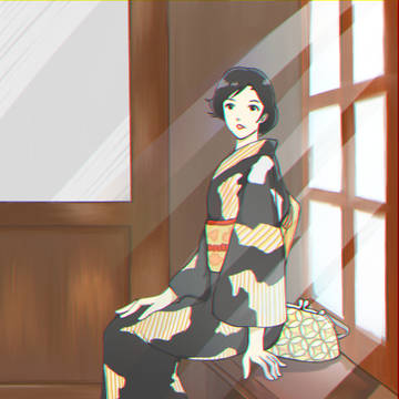 着物と背景のあるイラスト