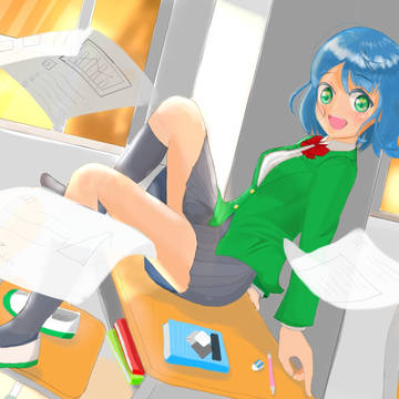 夕焼け浴びる少女