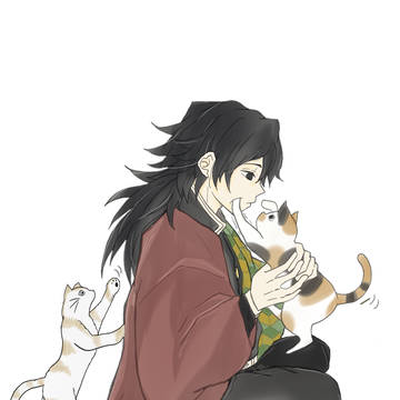 猫と戯れる水柱