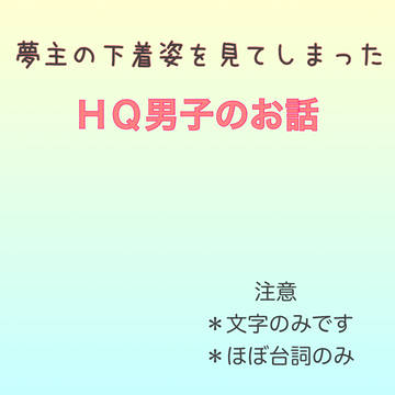 夢主の下着姿を見てしまった、HQ男子のお話